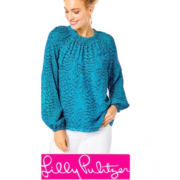 LILLY PULITZER Caline Long Sleeve Silk Top - Picture 2 of 7